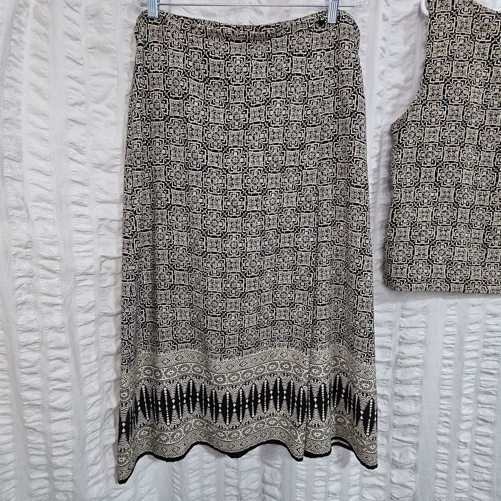 Liz Claiborne 100% Silk Matching Set Beaded Tank and Top Maxi Faux Wrap Skirt - Picture 6 of 16